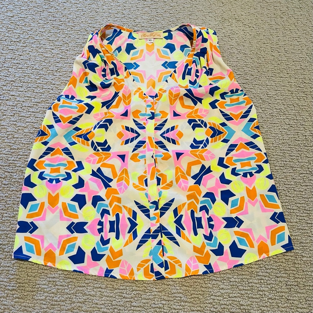 MARA HOFFMAN Neon Print Tank Top / Blouse | Size XS